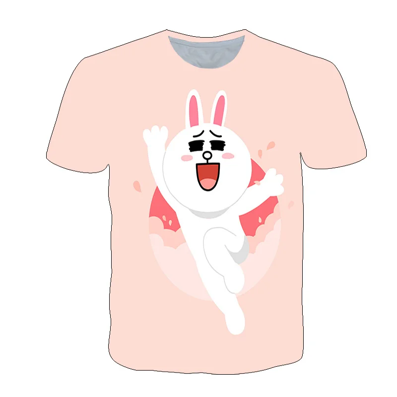 

2021 New Summer Parent-Child T-Shirt Cartoon Anime Couple Bear And Rabbit Short-Sleeved Men's And Women's Boys And Girls T-Shirt
