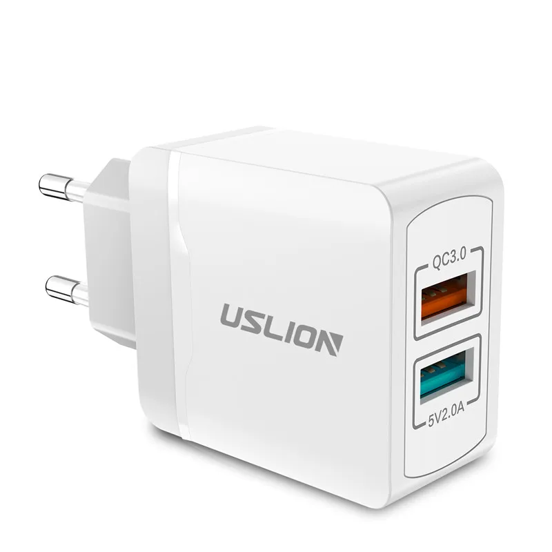 EU White USLION 28W 3,0 двойное зарядное устройство USB QC 3,0 Быстрая зарядка ЕС вилка адаптер настенный мобильный телефон зарядное устройство для iPhone samsung Xiaomi huawei - Тип штекера: EU White