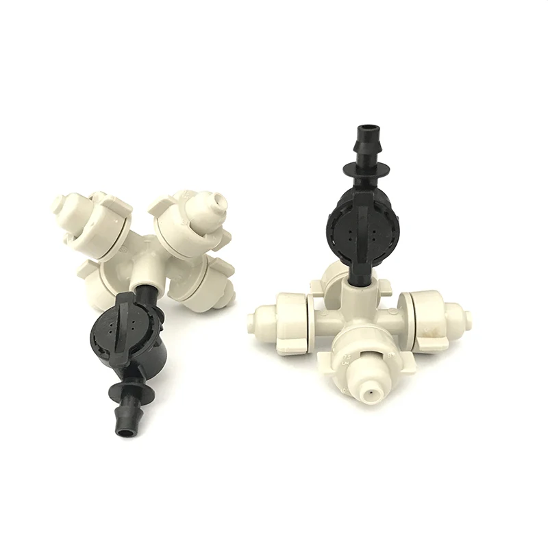 5Pcs Cross Fogger Misting Sprinkler With 1/4" Barbed Anti-Drip Device Four Ways Fog Nozzles Greenhouse Irrigation System IT174 | Дом и сад