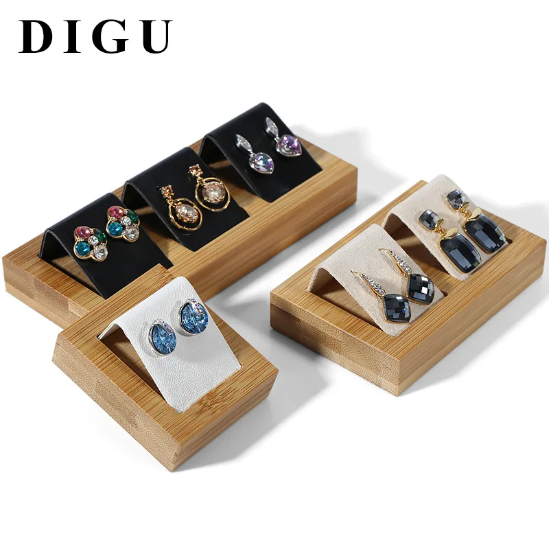 

Look pallet wood jewelry black jade pendant earrings seat high-end jewelry velvet jewelry box frame