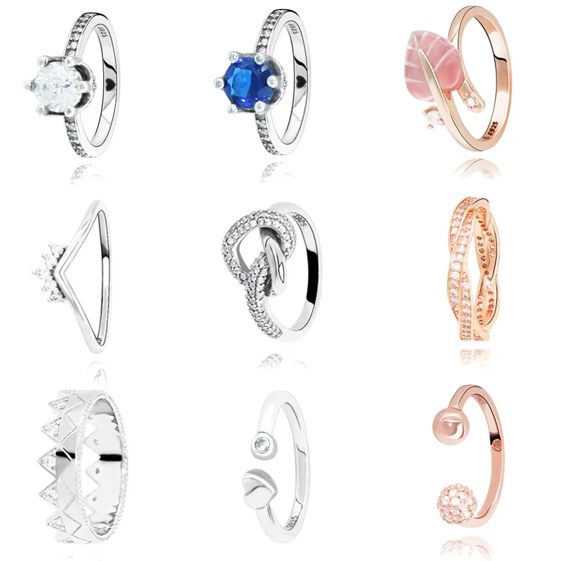 Подлинное 925 пробы серебро Сверкающее Сердце Любви Кольца для Для женщин