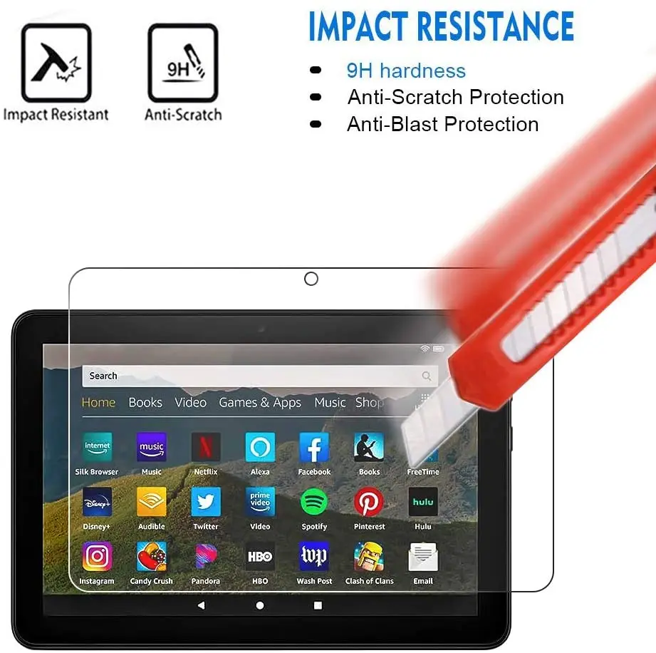 

Tablet Tempered Glass Screen Protector Cover for Amazon Fire HD 8 Plus 10th Gen 2020 Tablet Full Coverage Anti-Shatter Screen