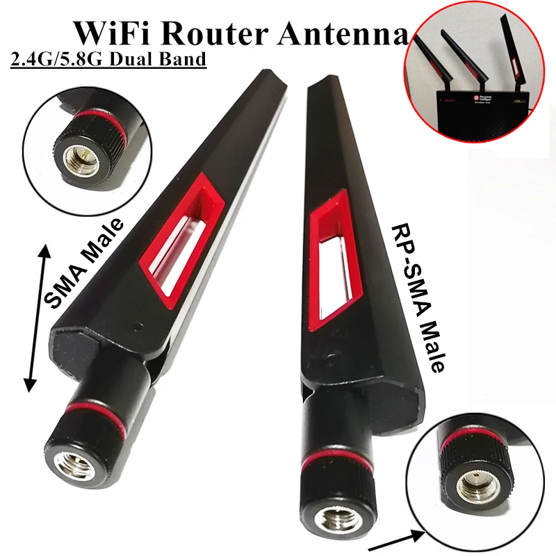 

Wholesale 20PCS 12dbi Dual Band 5G WIFI Antenna 2.4G 5.8G RP SMA Male Universal Antennas Amplifier WLAN Router Antenne Booster