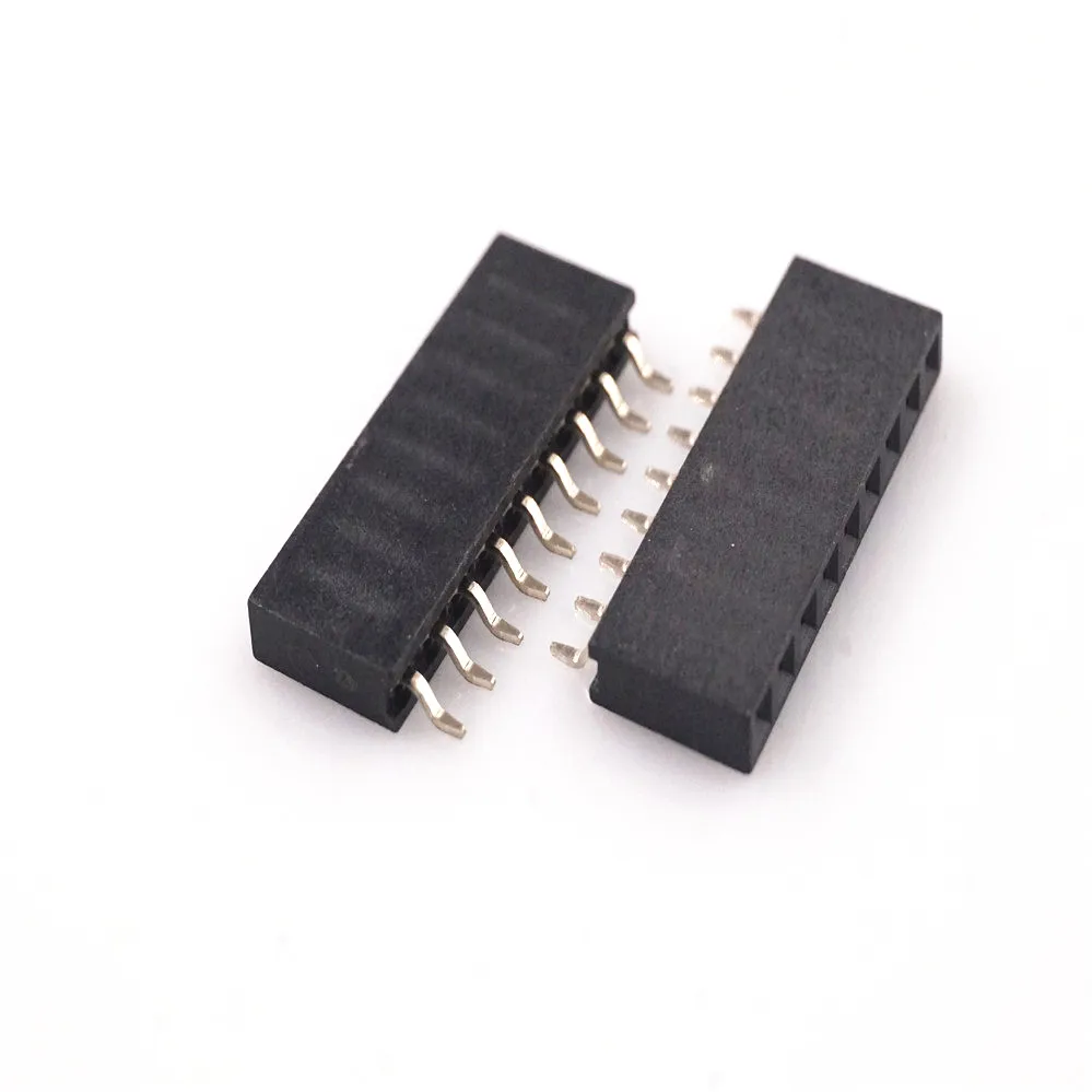 100Pcs 0.100&quot 2.54mm 1x9 Pin 9 Position Female PCB Header Single Row Right Angle SMT/SMD Surface Mount Horizontal M20 Connector - купить