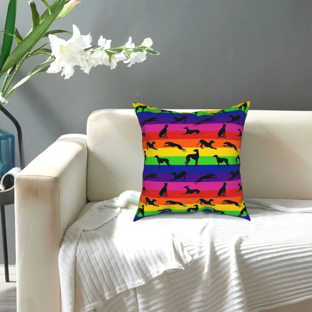 Greyhound Silhouettes Square Pillow Case Polyester Cushions for Sofa Whippet Sighthound Dog Awesome Pillowcase | Дом и сад