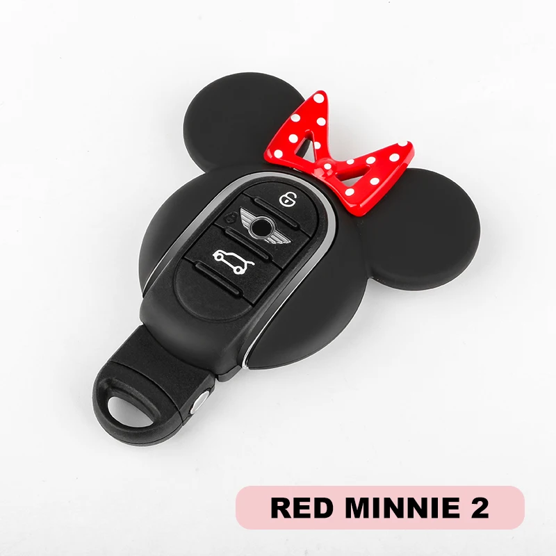 Для Mini Cooper F54 F55 F56 F57 F60 Clubman Countryman One S JCW чехол для ключей в виде мышки, бантик-ушки, милый чехол для ключей в автомобиле, защитные аксессуары - Название цвета: Red bow 2