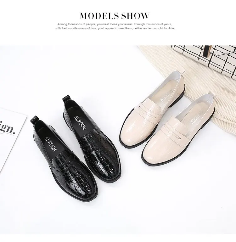 

Shoes On Heels Square Toe Oxfords Women's British Style Casual Female Sneakers All-Match Loafers With Fur Flats Autumn Shallow M