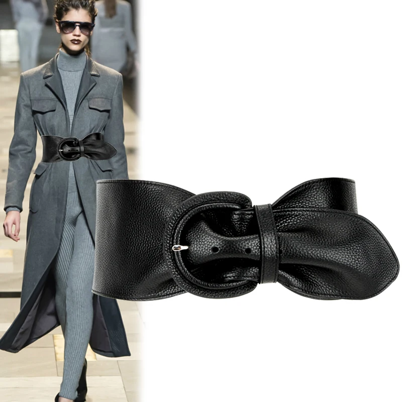 H3289 Cowhide Wide Black Waistband Women Fashion Genuine Leather Simple Belt Ladies Casual Elegant High Quality Red Waist Seal