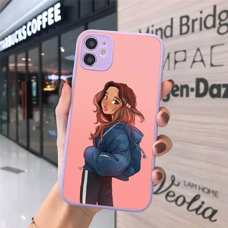 

Sexy cartoon woman girl fashion color Phone Cases Matte Transparent for iPhone 7 8 11 12 s mini pro X XS XR MAX Plus cover funda