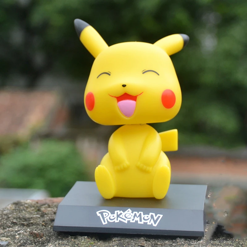 Черный Японский стиль, милые игрушки Lawaii Pikachu с подвижной головой, кукла, украшение автомобиля, аксессуары для украшения дома, Современная фея, миниатюрная Статуэтка - Цвет: Черный