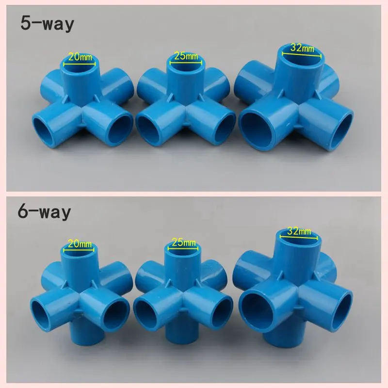 Трехмерный 5-позиционный 6-путь 20мм 25мм 32мм PVC трубный переходник соединитель для водопроводных труб садового полива крепление DIY полки стыковки.