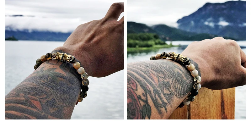 Mcllroy Bracelet Men Bead Sparta Crown 8mm Natural Stone Bracelet Bangle Handmade Man Jewelry Mens Bracelets erkek bileklik