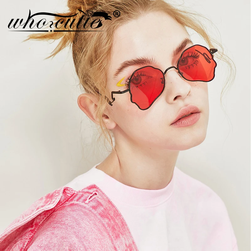 WHO CUTIE уникальные авиационные солнцезащитные очки для женщин фирменный дизайн винтажная проволока металлическая оправа Модные женские солнцезащитные очки красные оттенки OM823