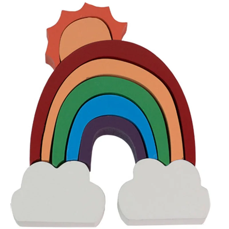 

Rainbow Clouds Sun Building Blocks Set Model Nordic Kids Room Decor