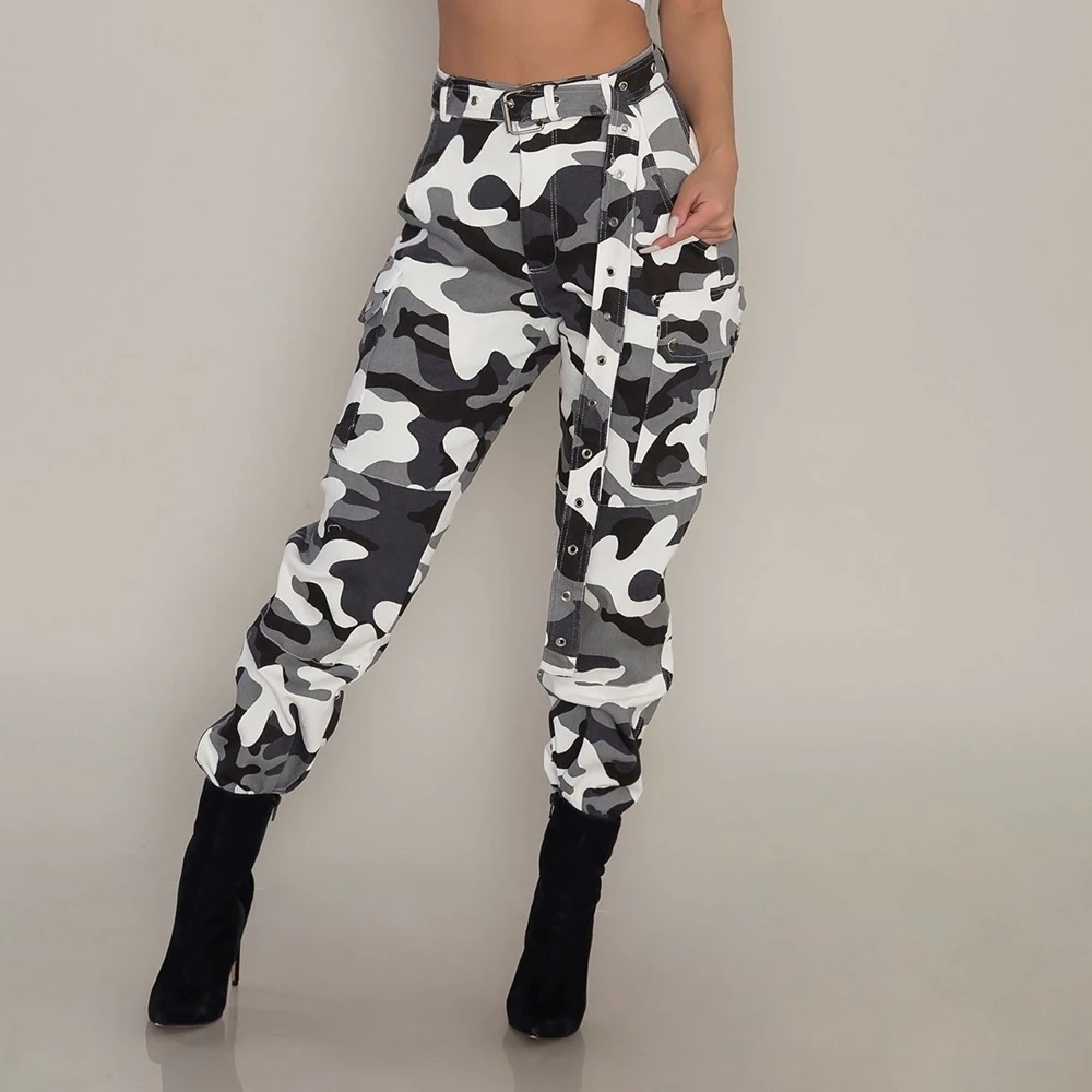 Брюки-карго TCJULY уличные тонкие камуфляжные брюки-карго с высокой талией прямые