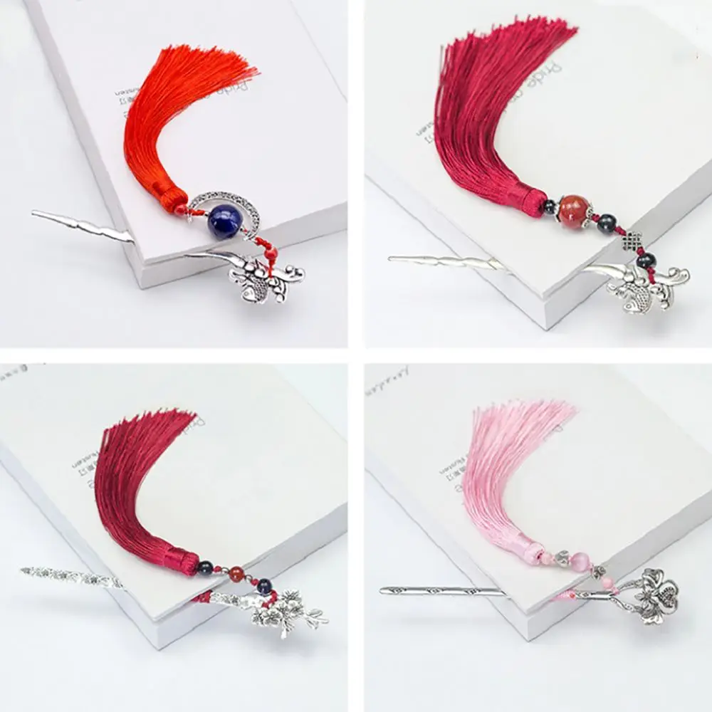 

Металлическая Закладка в китайском стиле с кисточками, 1 шт., Закладка для книг, креативный подарок, канцелярские принадлежности для студент...