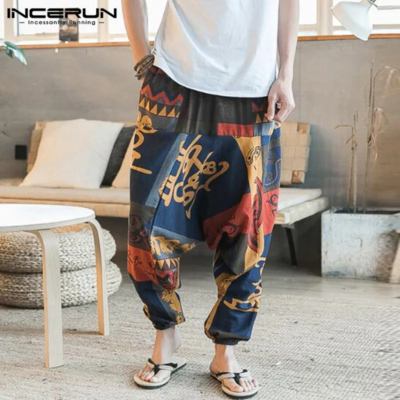 

Baggy Cotton Linen Harem Pants Men Hip-hop Women Plus Size Wide Leg Trousers Casual Vintage Long Pants Pantalones Hombre 2021