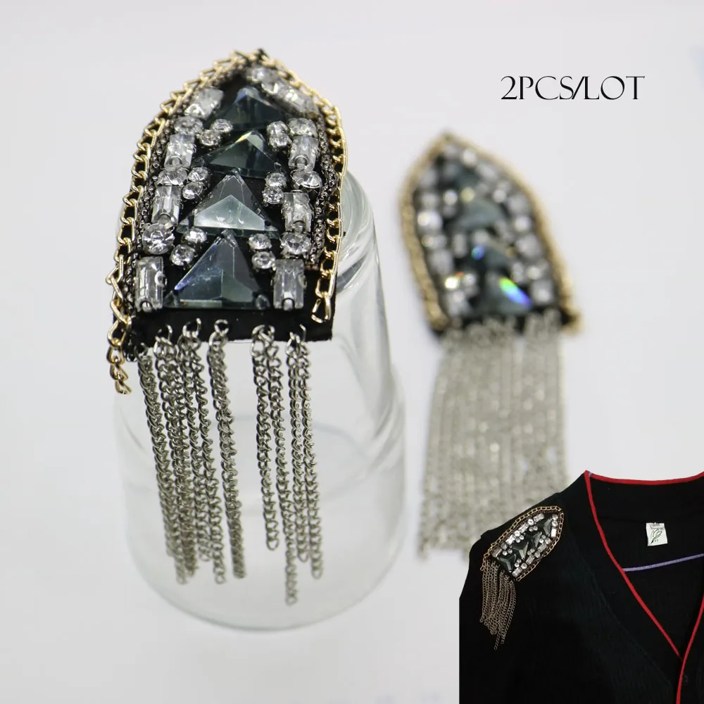 2 шт./компл. кисточкой из бисера вышивка золотой нитью для одежды в стиле панк