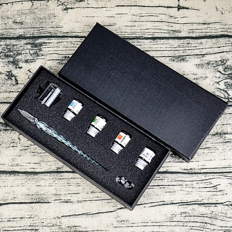 Прозрачная стеклянная ручка с цветными чернилами художественная кристальная