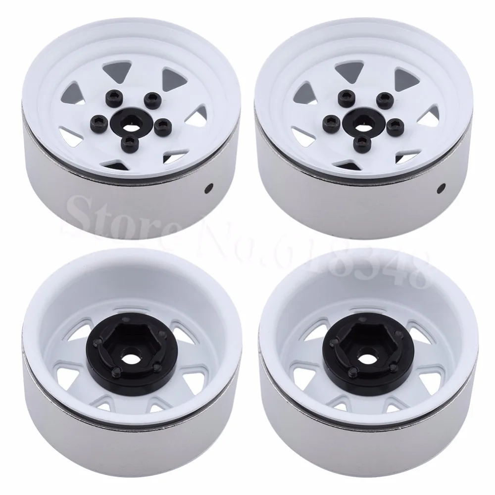 4PCS Metal RC Rock Crawler 1.9" Beadlock Wheels Rim 12mm Hex Hubs for 1/10 Traxxas TRX-4 Axial SCX10 TAMIYA CC01 RC4WD D90