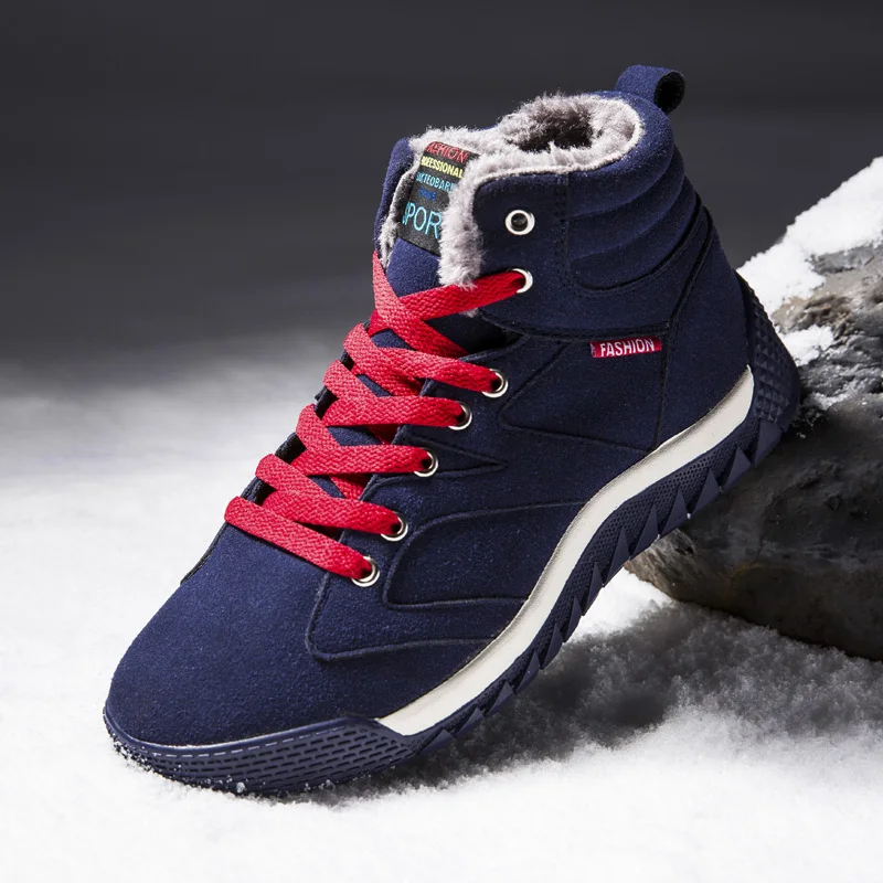 

Men's Leather High-Top Cotton Shoes Fashion Plus Fleece Warm Shoes Thick-Soled Non-Slip Comfortable Casual Snow Cottom Boots