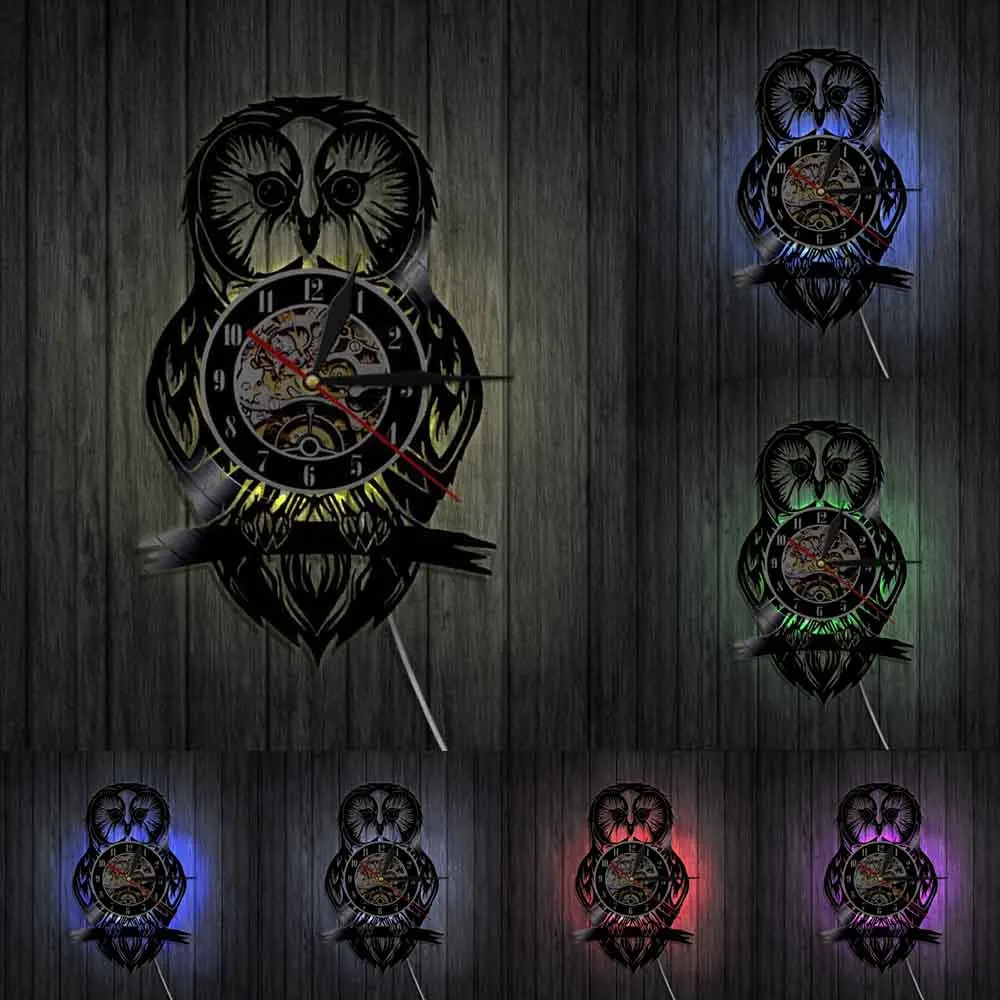 Виниловые настенные часы с изображением совы декор для птица подарок детей