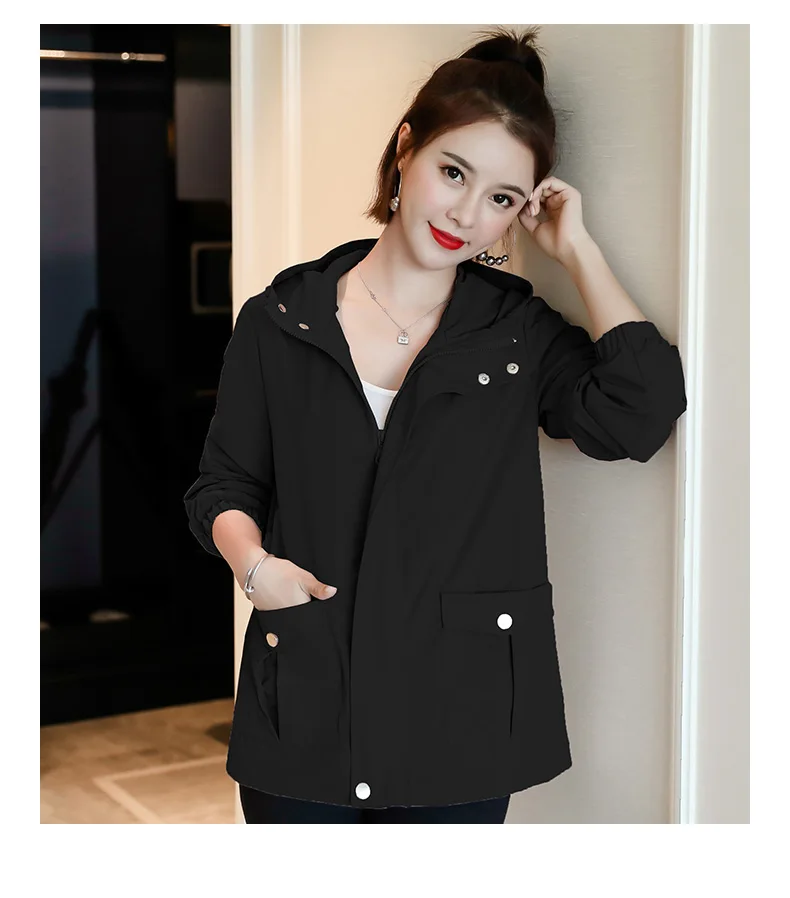 Ветровка с капюшоном повседневные женские пальто куртки длинным рукавом весна