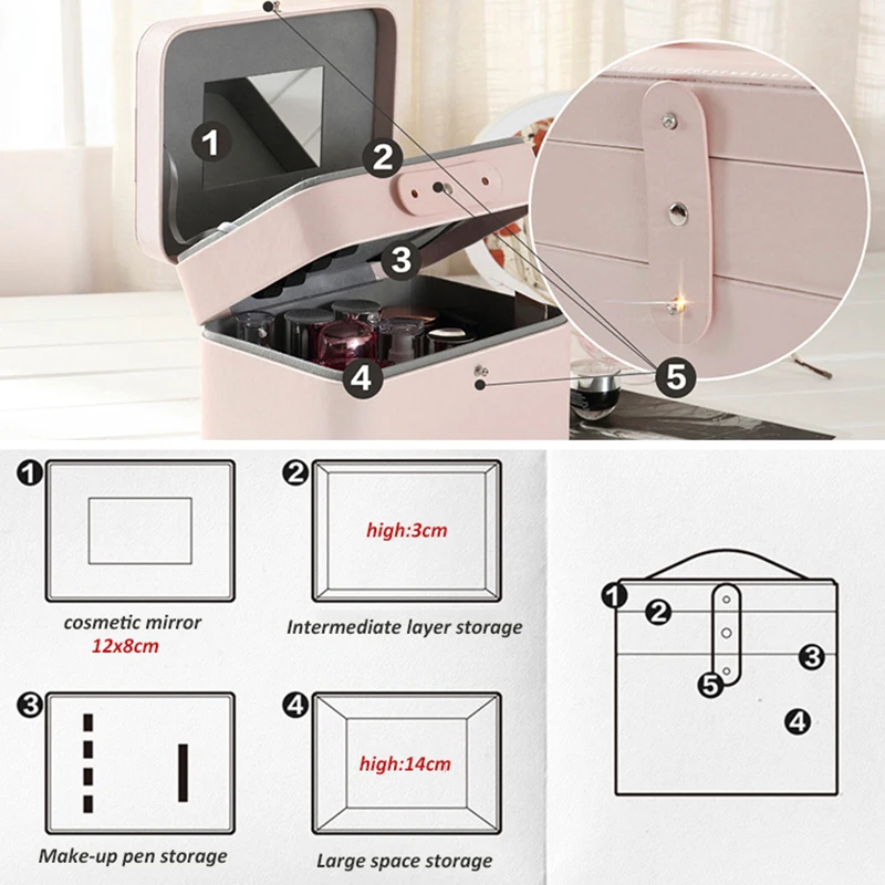 

Automatic Leather Jewelry Box Three-layer Storage Box For Women Earring Ring Cosmetics Box For Jewelry Stationery Organizer