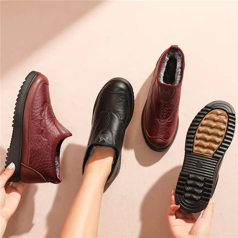 Зимняя женская обувь из хлопка нескользящая теплая для среднего и пожилого