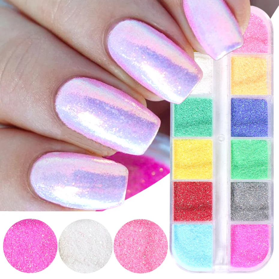 12 сеток/набор порошок русалки лак для ногтей с блестками УФ Гель блестящий