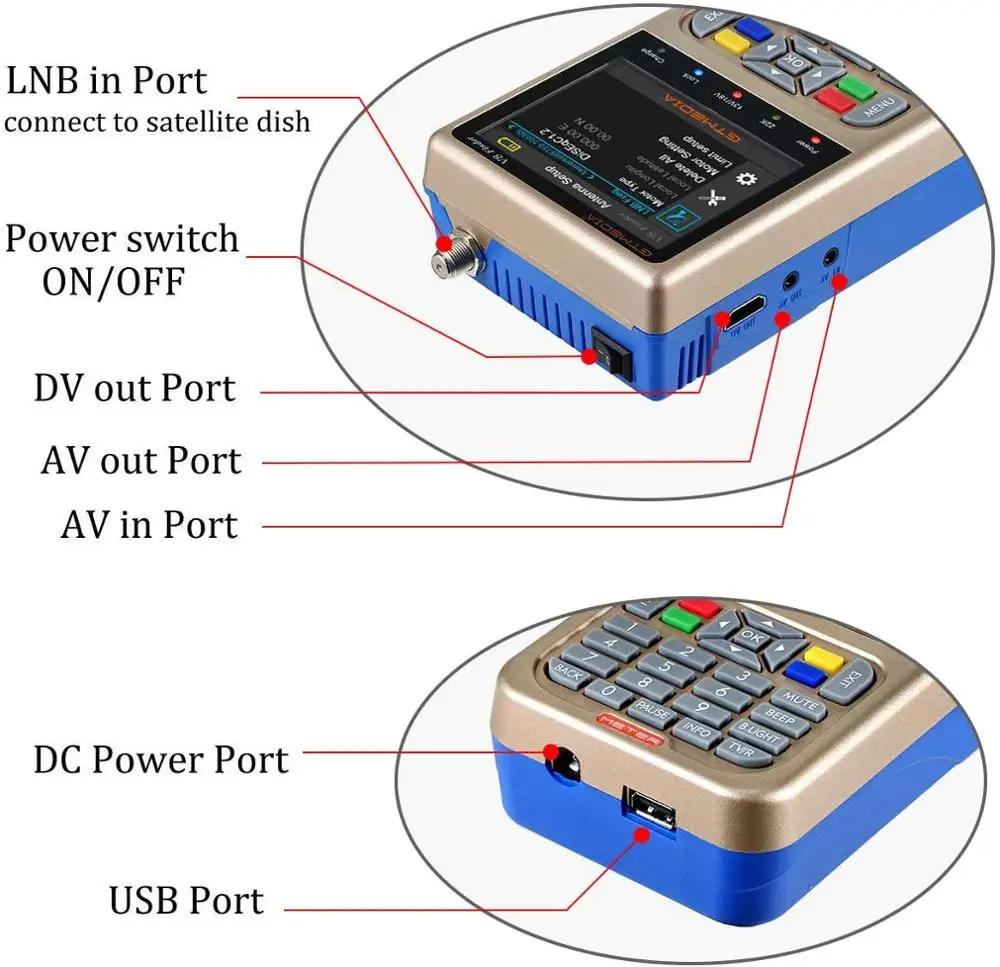 GT медиа V8 спутниковый Finder метр DVB S/DVB S2X Parabol локационный искатель цифра