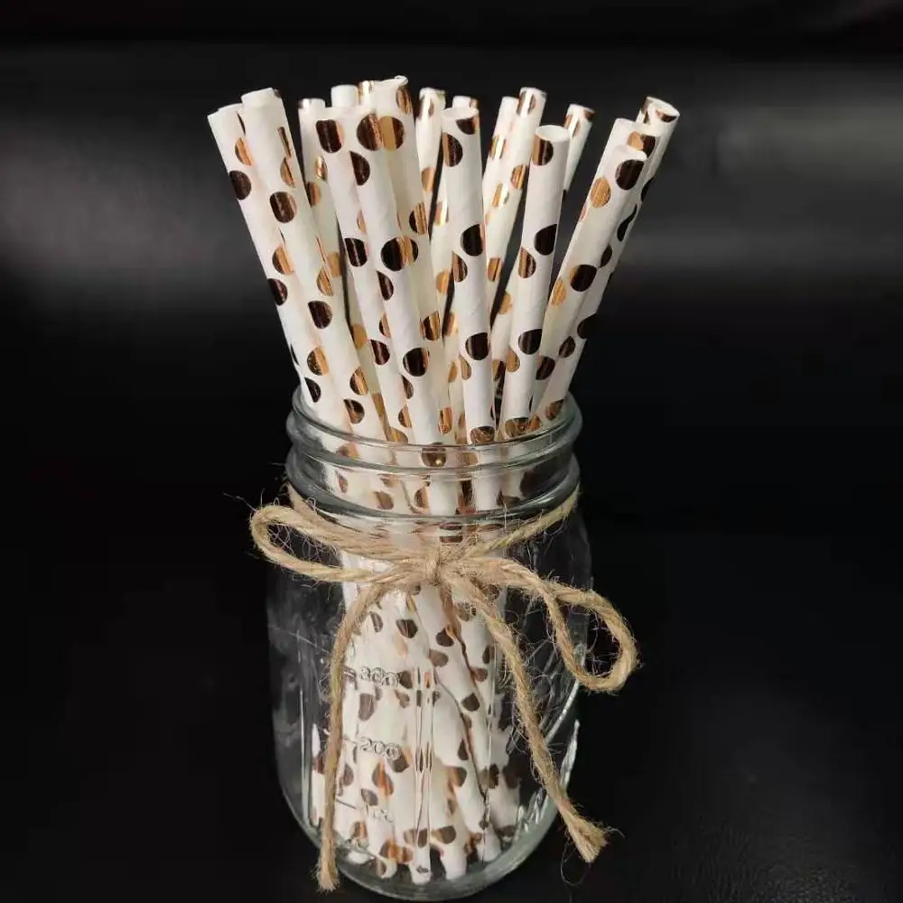 5. Paper Straw 25Pcs 10 шт золотые, серебряные, в горошек, со звездами, для дня рождения, свадьбы, вечеринки, принадлежности для украшения, одноразовые бумажные тарелки и стаканы, бумажные соломинки, для детского душа - Цвет: 5. Paper Straw 25Pcs
