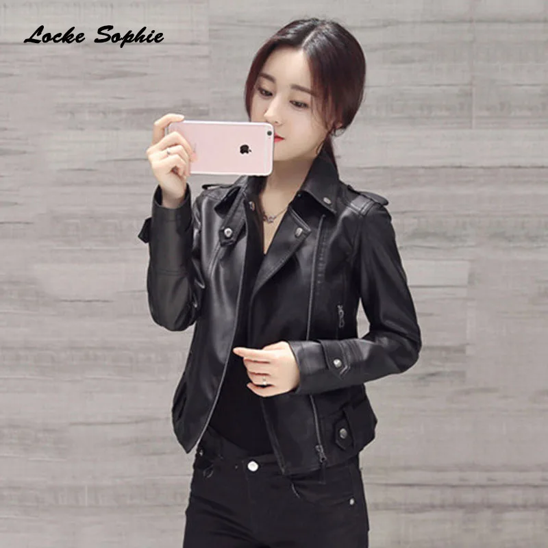 1pcs Women Plus size shorts jacket coats 2020 Autumn faux fur PU Leather Splicing Slim fit Jacket ladies Skinny locomotive | Женская