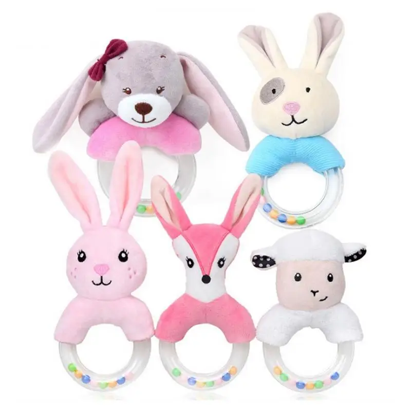 Baby Cartoon Rabbit Dear Plush Rattle Ring Bell Newborn Hand Grasp Toys Soft Mobile Infant Crib Dolls Peluche Hochet Brinquedos | Игрушки и