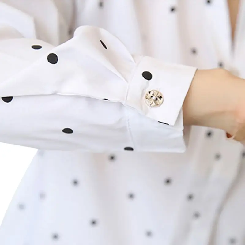 

Women Polka Dot Blouse OL Shirt Fashion Classic Tops White Shirt Ladies Blouses Rk