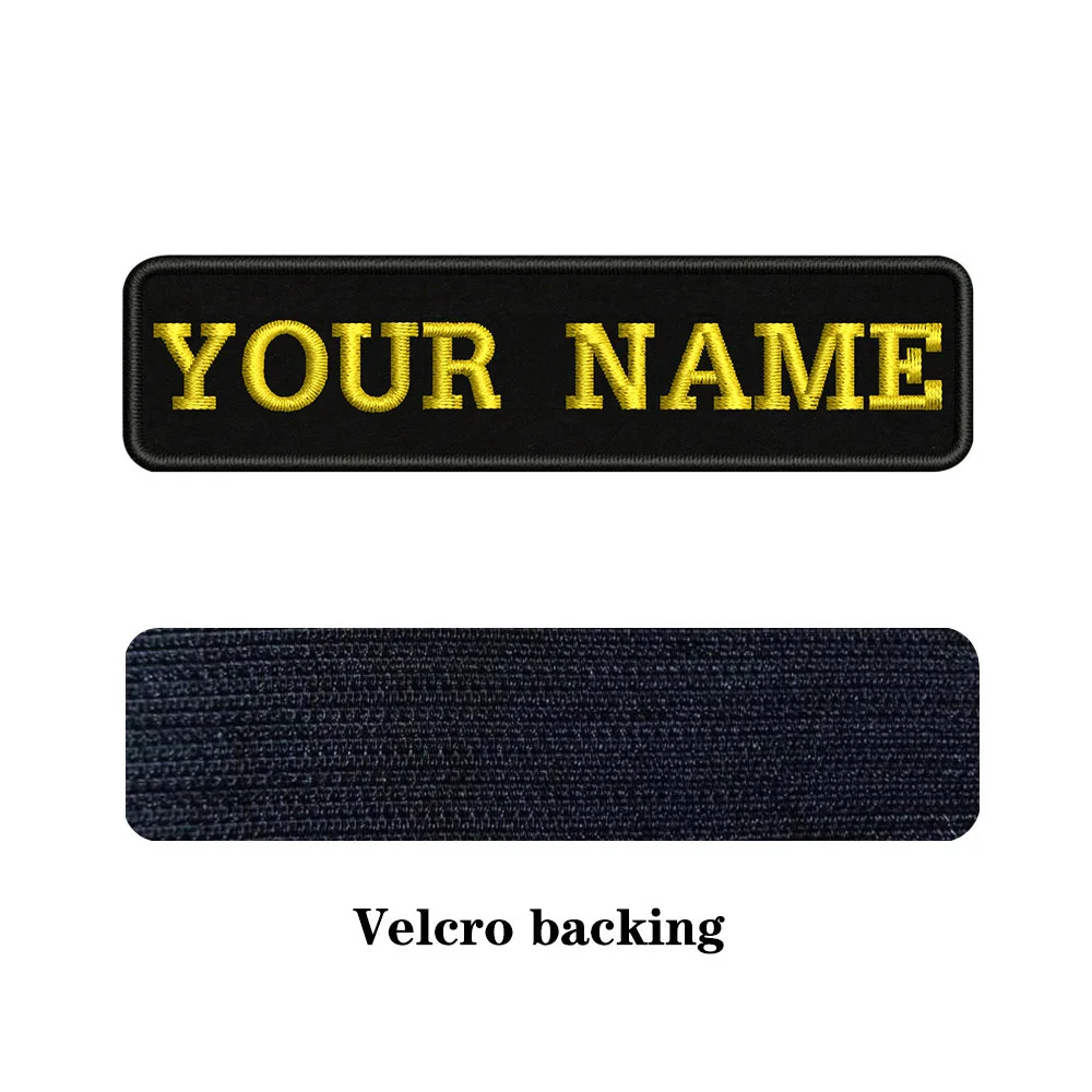 yellow-Velcro На заказ Вышивка имя заплатка с текстом 10 см* 2,5 см значок железная или пришить или липучка Подложка для одежды брюки рюкзак шляпа - Цвет: yellow-Velcro