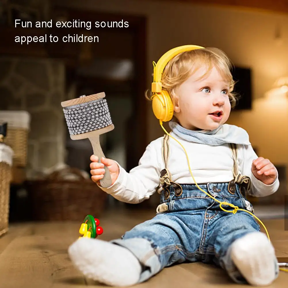 Детская деревянная цепь и цилиндр из нержавеющей стали для музыкальных