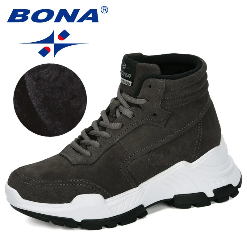 Army green BONA/Новинка года; дизайнерские замшевые кроссовки; Зимние теплые плюшевые ботинки на платформе; женская обувь для отдыха на высокой танкетке; удобная женская обувь - Цвет: Army green