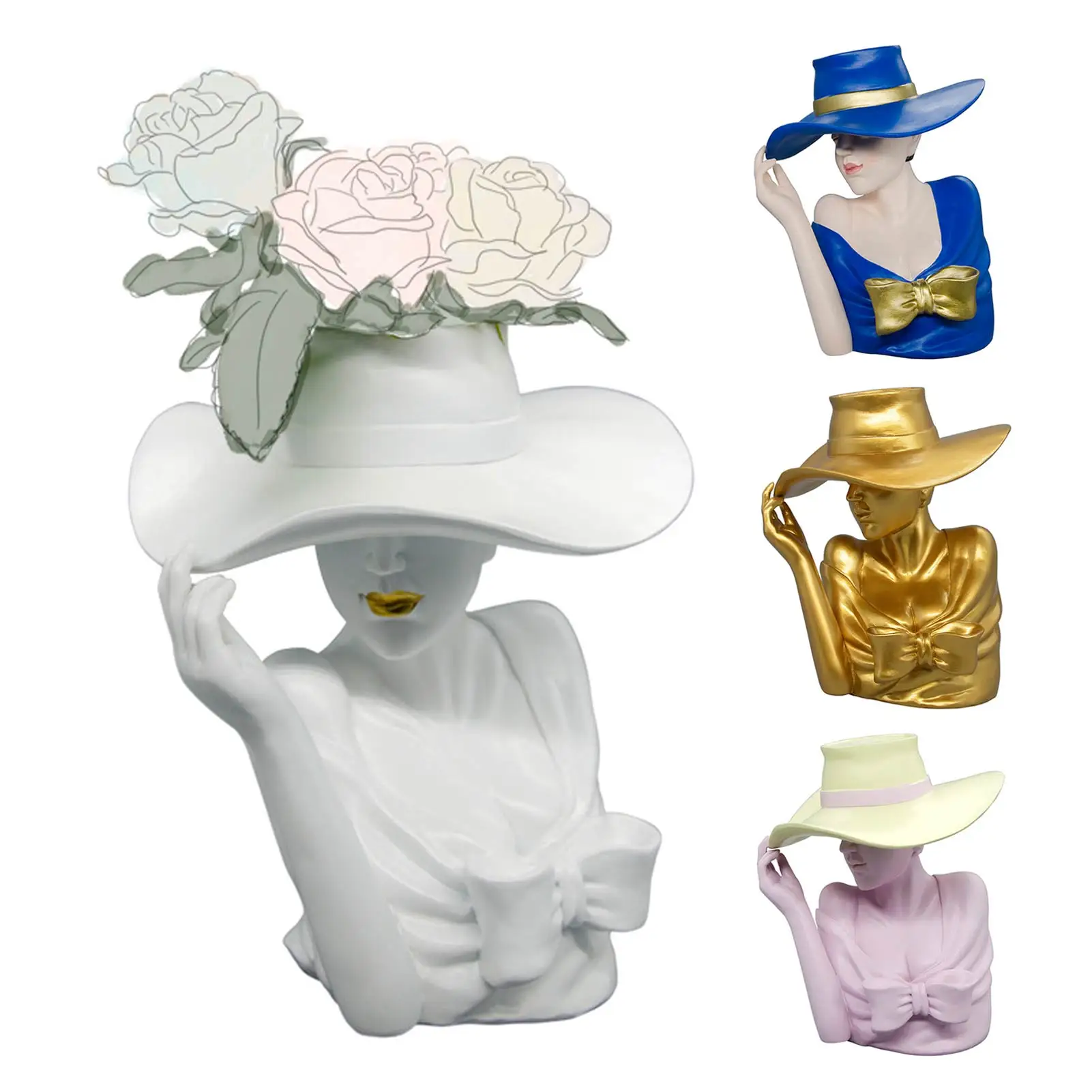 

Woman Shaped Resin Flower Pot Beautiful Lady Vase Innovative Decorative Desktop Flower Holder Vivid Delicate Planter Ornament