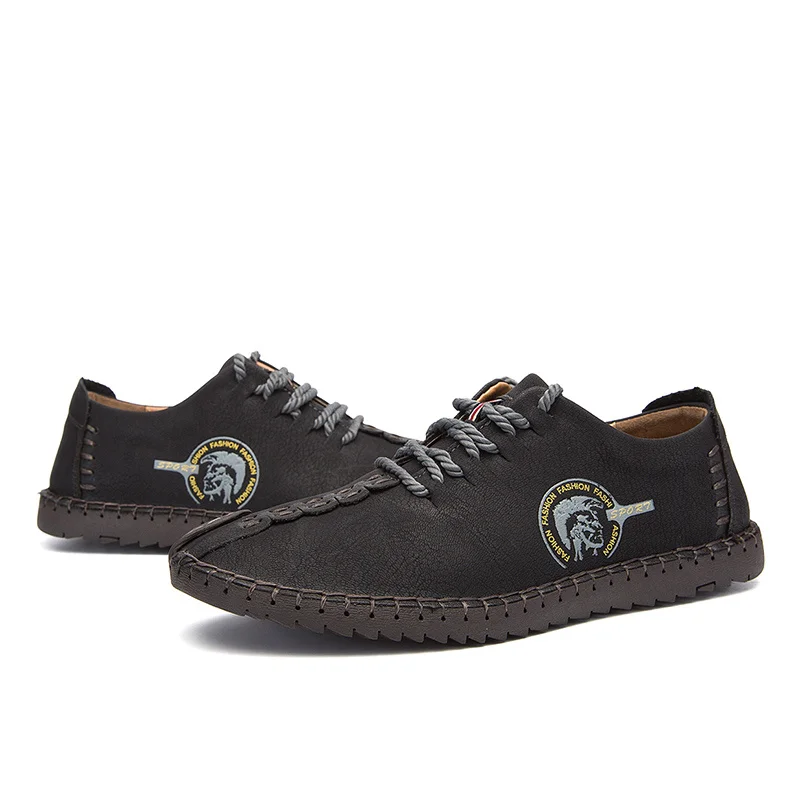 2019 Fashion Men Shoes Leather Formal Flat Sport Office Mens Boots Genuine Casual Black Ankle Big Size | Обувь