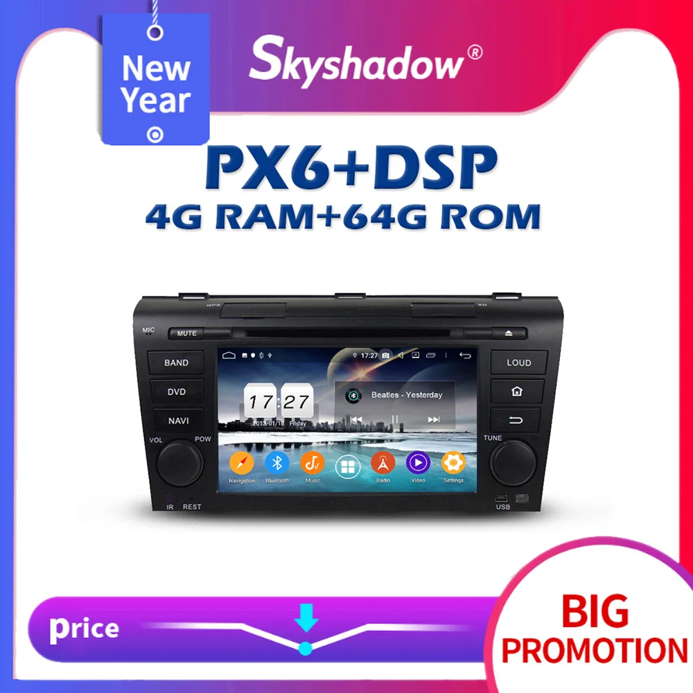 PX6 автомобильный DVD плеер TDA7851 DSP Android 10 0 4G + 64G GPS карта радио Wi Fi IPS Bluetooth 5 для Mazda 3 2003