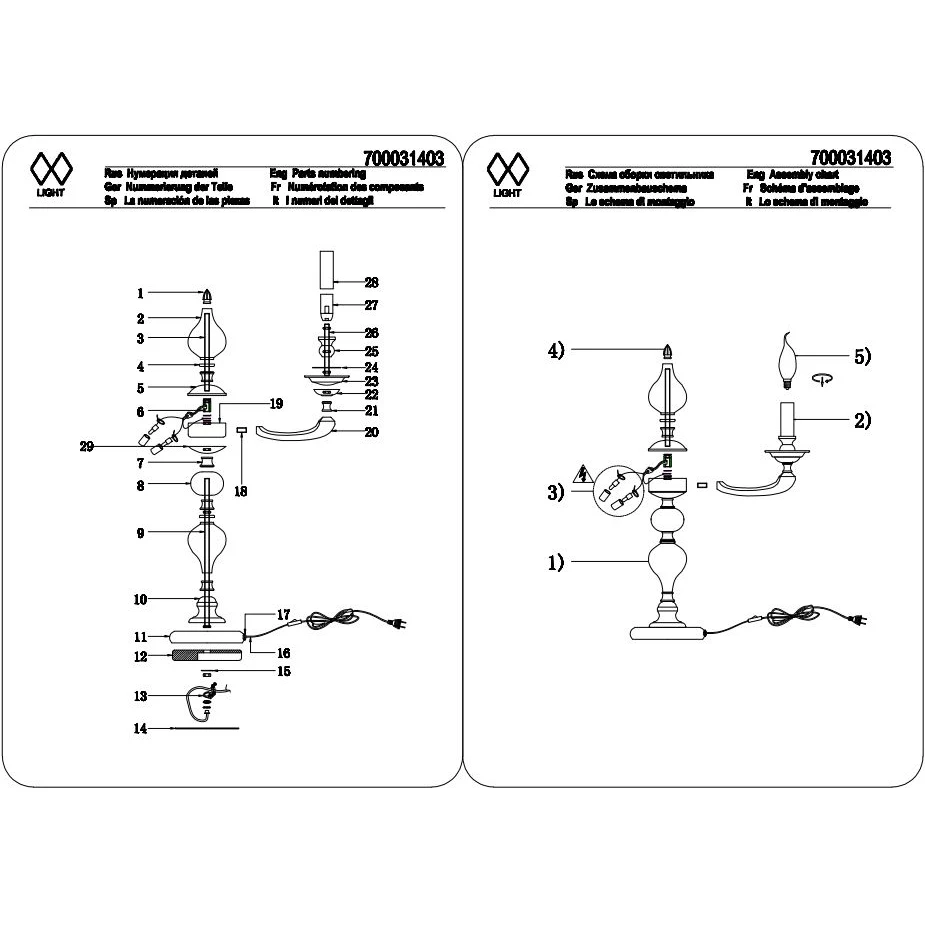 Настольная лампа дельрей 3x40w e14 220 v 700031403 | Освещение
