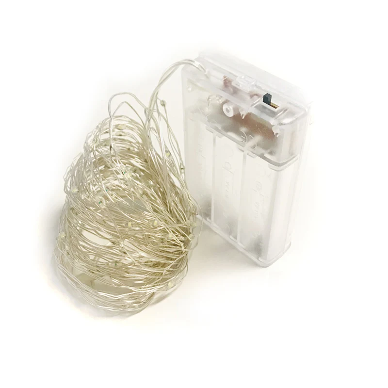 Silver Wire Светодиодный светильник-гирлянда s 10 м, 5 м, 2 м, медная серебряная проволока, гирлянда для дома, Рождества, свадьбы, вечеринки, украшение, питание от батареи АА, сказочный светильник - Испускаемый цвет: Silver Wire