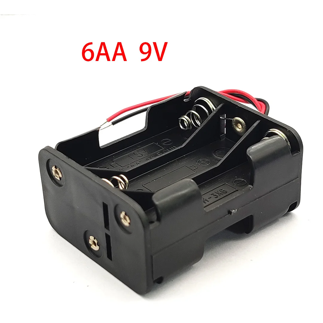 6AA 9V держатель для аккумулятора 6 AA чехол батарейный отсек с зажимом двойной слой