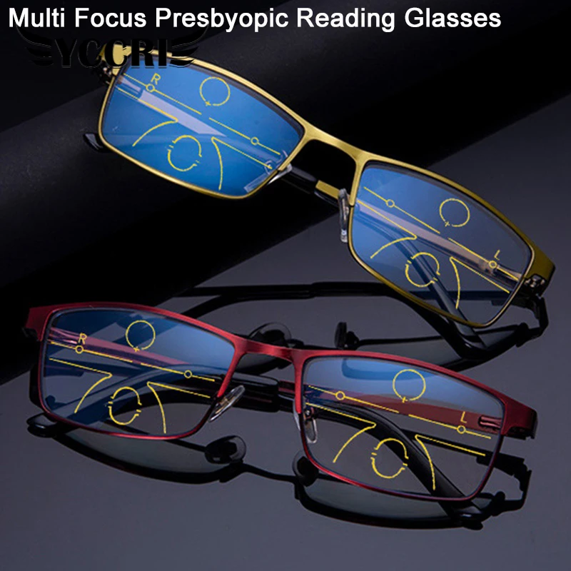 

Progressive Multi-focus Reading Glasses for Men Women Anti-blue Light Near Far Reading Glasses Anti-radiation Mobile Metal Gafas