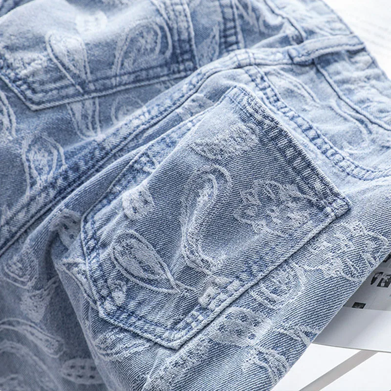 

Women's High Waist Embroidered Jacquard Stretch Harem Jeans 2021 Spring New Girl Straight Loose and Thin Light-Colored Trousers
