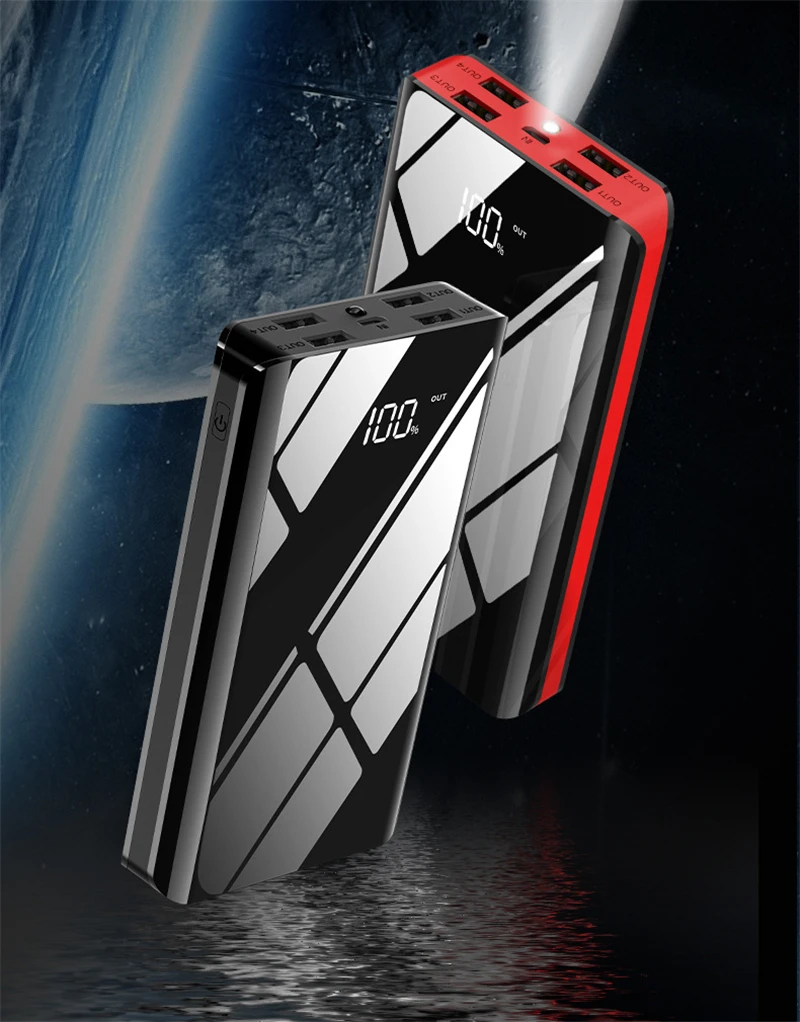 30000mah power bank portable charger poverbank mobile phone external battery mirror screen powerbank 30000 mah for xiaomi mi 8 9 free global shipping