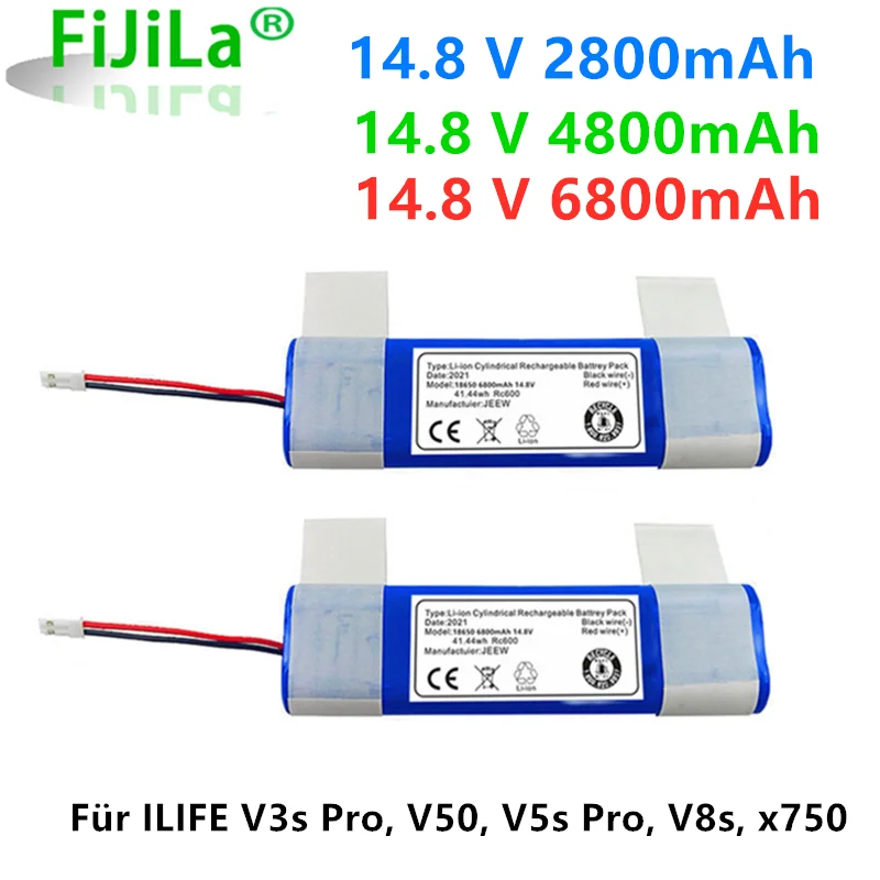 100% новый реальный 14 8 V 6800mAh 18650 литиевый аккумулятор для ILIFE V3s Pro V50 v5s V8s x750