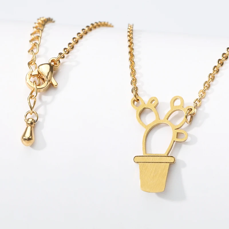 Минималистичное Ожерелье С КАКТУСОМ из нержавеющей стали бижутерия природных