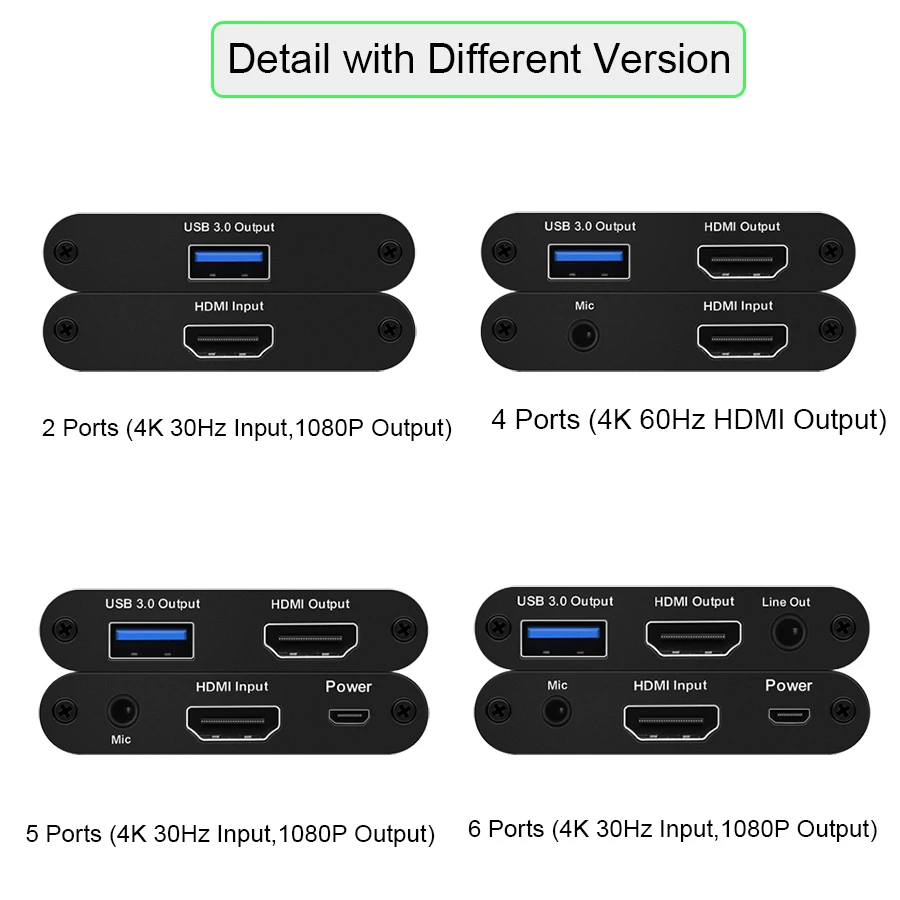 

USB3.0 HDMI 4K 60Hz Video Capture HDMI to USB 3.0 Video Capture Card Dongle Game Streaming Live Stream Broadcast with Mic input